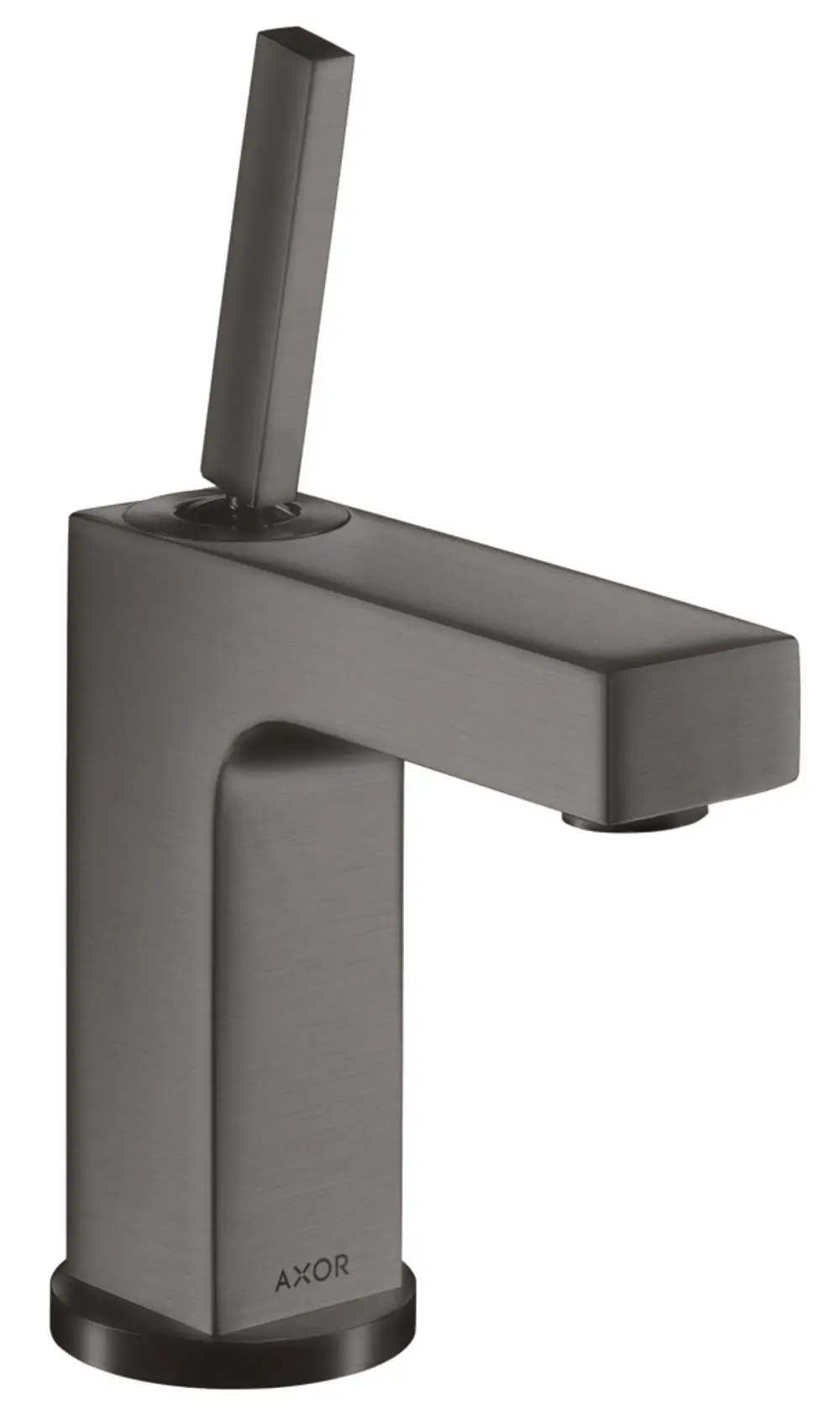 Einhebel-Waschtischmischer in Brushed Black Chrome mit hohem Griff und Zugstangen-Ablaufgarnitur, hergestellt von AXOR.